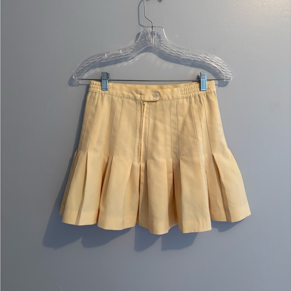 Vintage Lizsport Women Size 2 Butter Yellow Pleated Tennis Skirt Mini 26" Waist - Picture 11 of 16